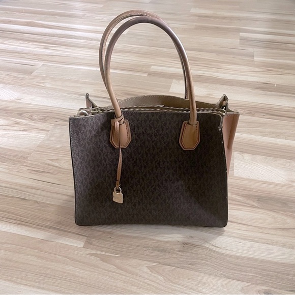 Michael Kors Brown and Tan Shoulder Bag with Structured Design - Picture 1 of 13